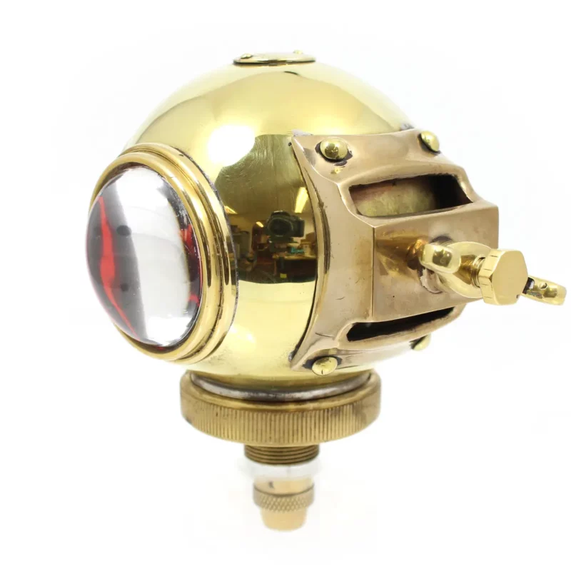 Brass divers helmet lamp with clear bulls-eye lens