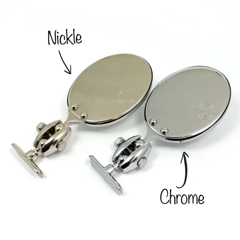 Vintage rear-view mirror oval shaped Nickel or Chrome options