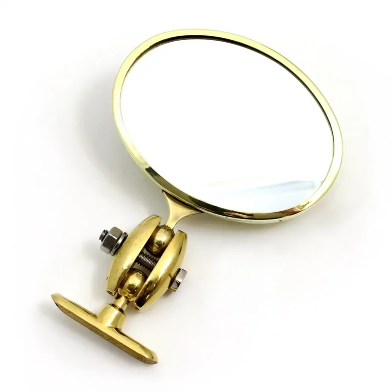 Tall Oval vintage rearview mirror brass